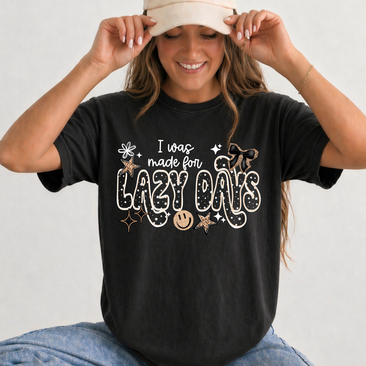 I was made for lazy days (white) (CSC) DTF Transfer
