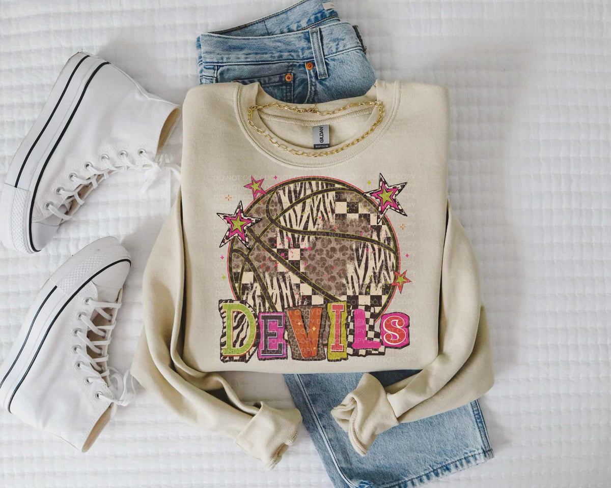 Devils magazine font and basketball (SCG) DTF Transfer