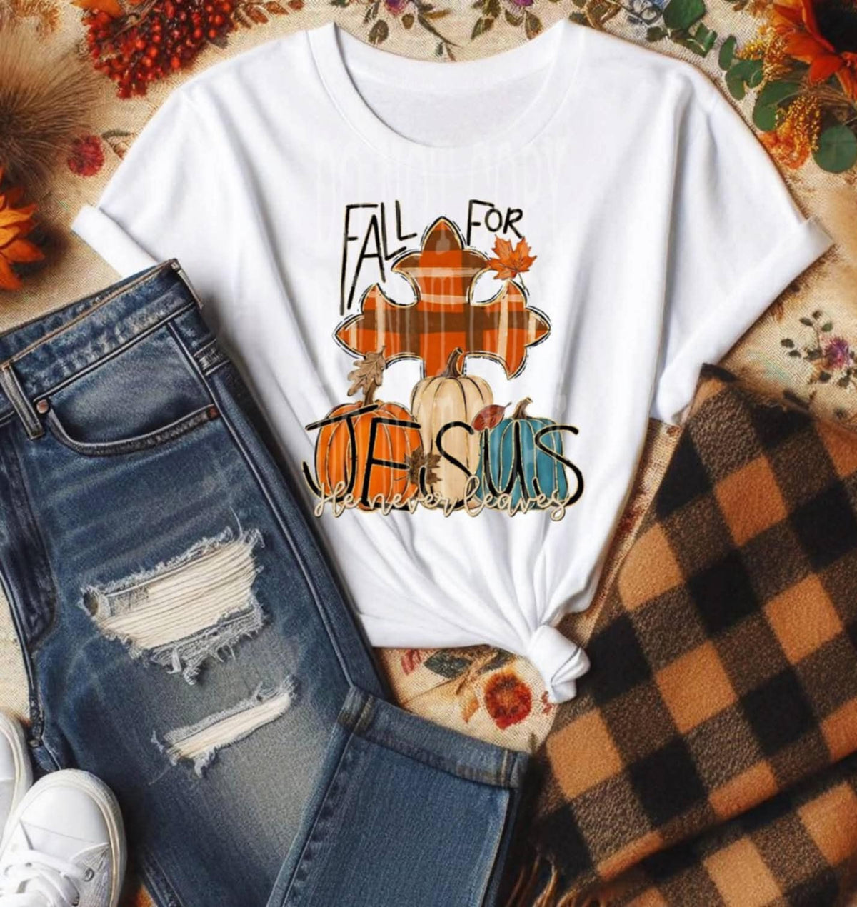Fall For Jesus Pumpkins and Cross (PH) DTF transfer