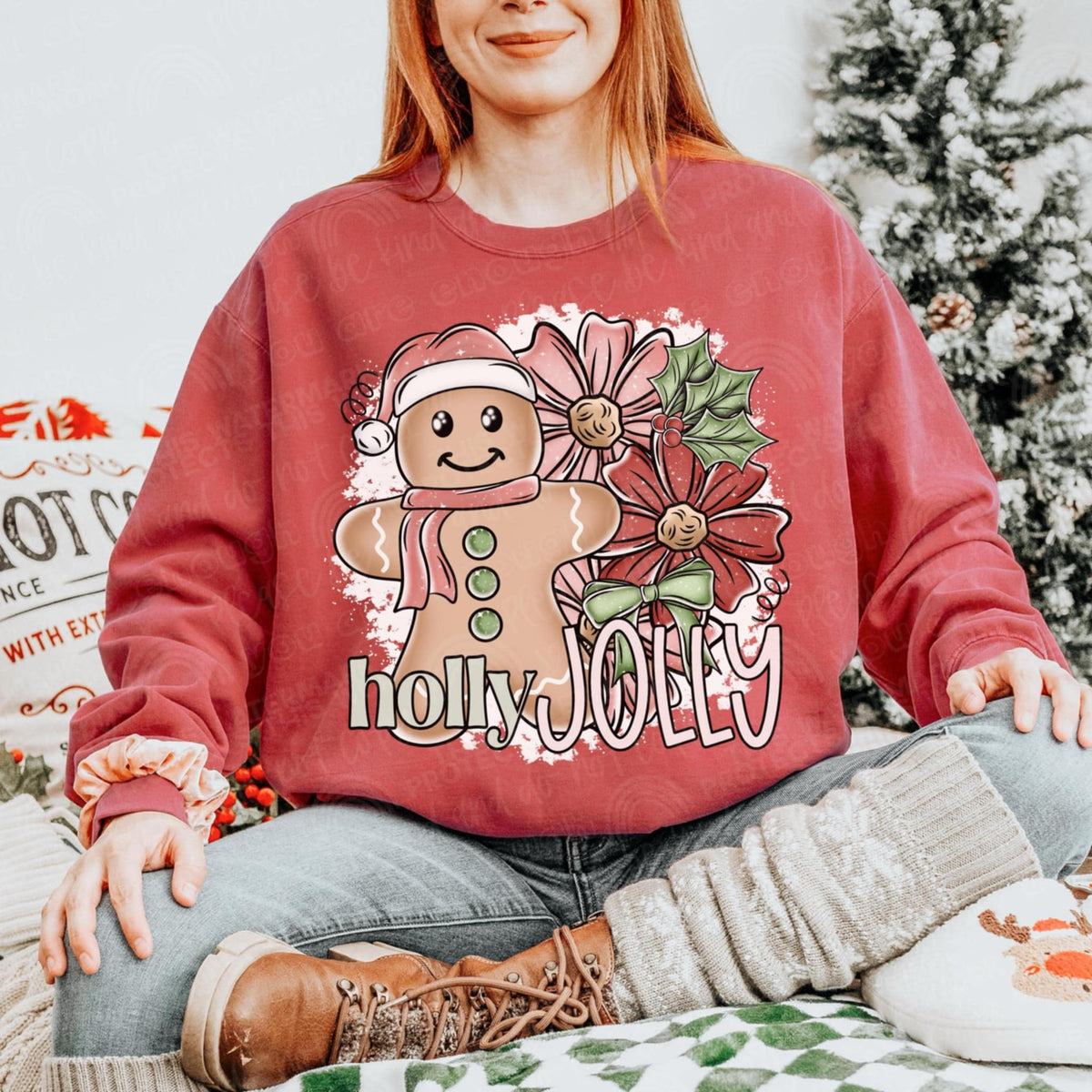 Holly jolly gingerbread flowers (EXCLUSIVE) DTF transfer