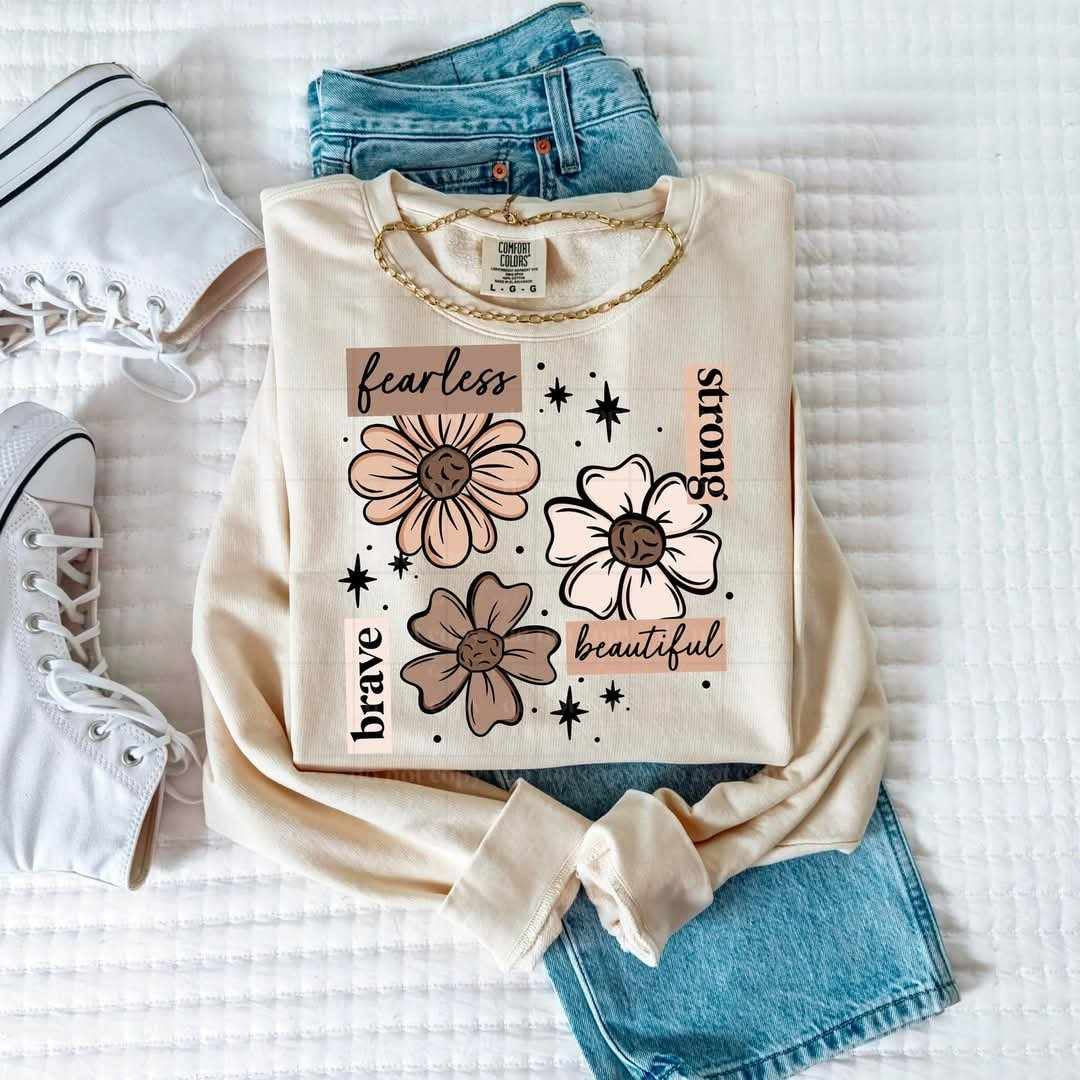 Fearless strong brave tan flowers (CSC) 79759 DTF transfer