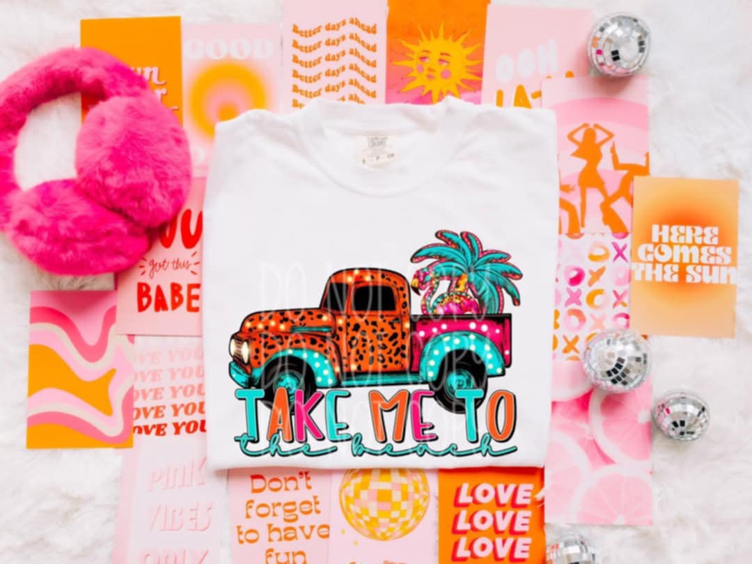 Take me to the beach truck (PH) 99752 DTF transfer