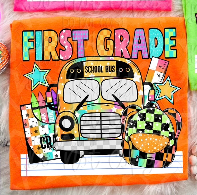 First grade bus (Virgo) 107013 DTF transfer