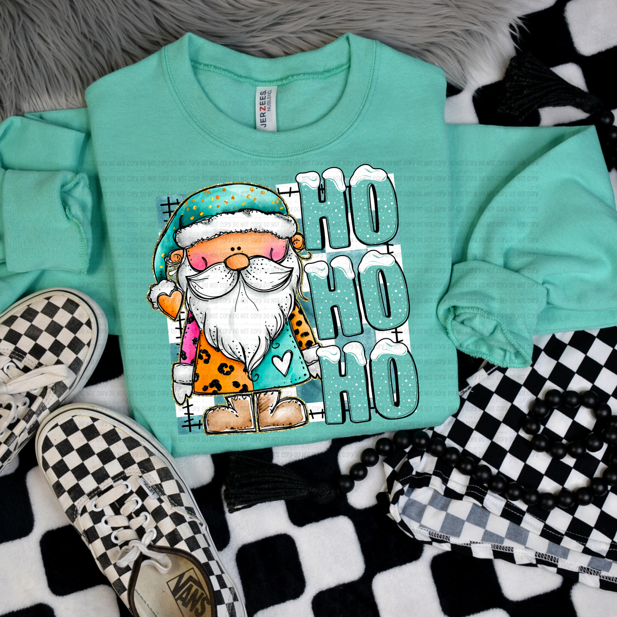 Ho Ho Ho Santa and blue hat (revel) DTF Transfer