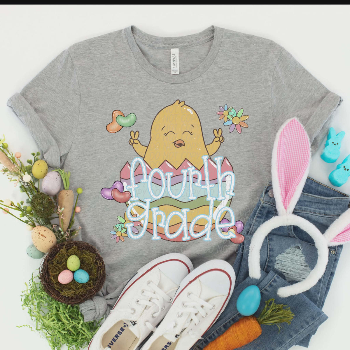 Fourth grade pastel egg with chick (City) DTF transfer