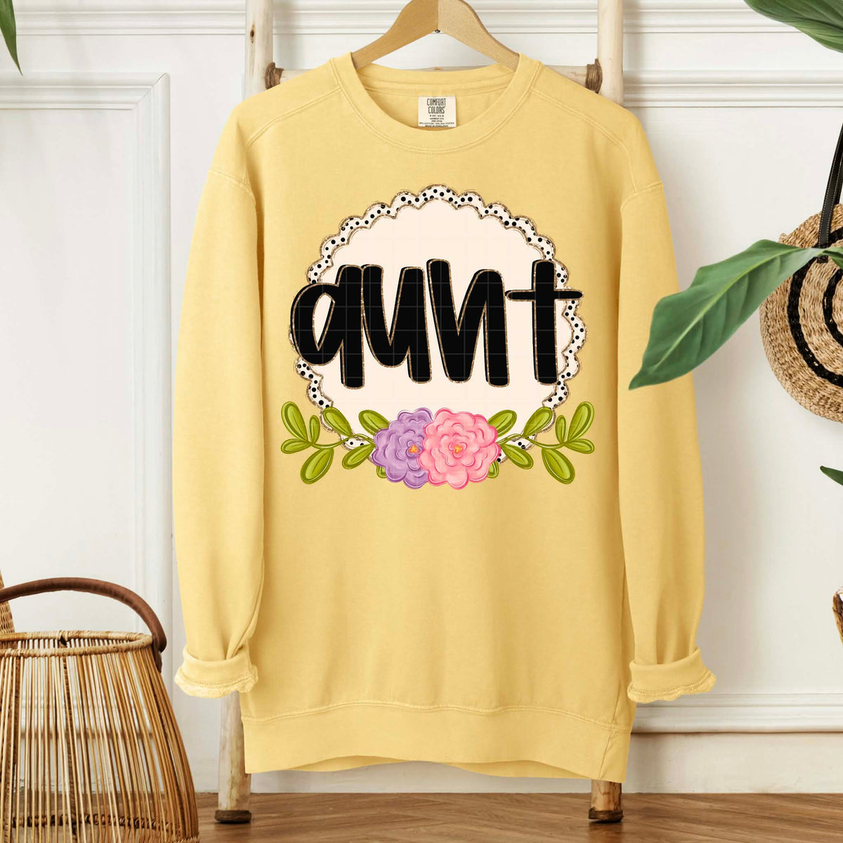 Aunt circle and flowers (SDD) DTF Transfer