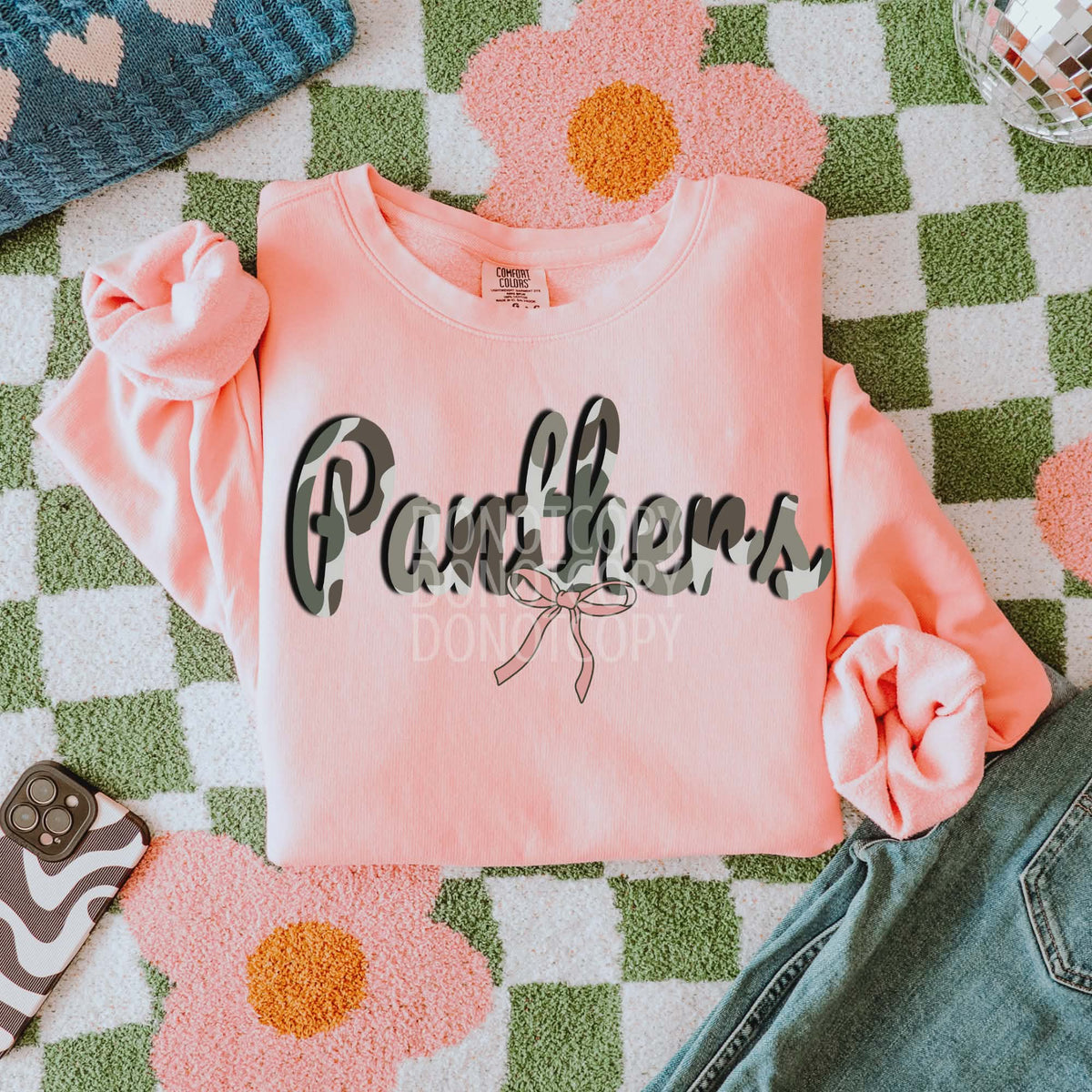 Panthers camo cursive Mascots (CSG) DTF transfer