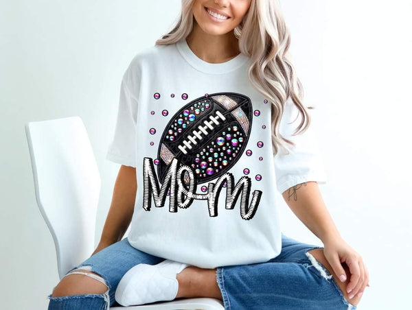 Mom bedazzled football 53583 DTF transfer