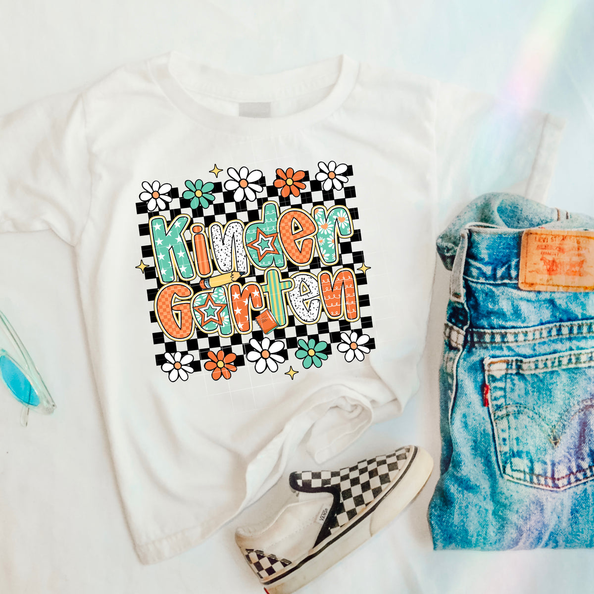 Kindergarten Retro Teal and orange 110997 DTF transfer