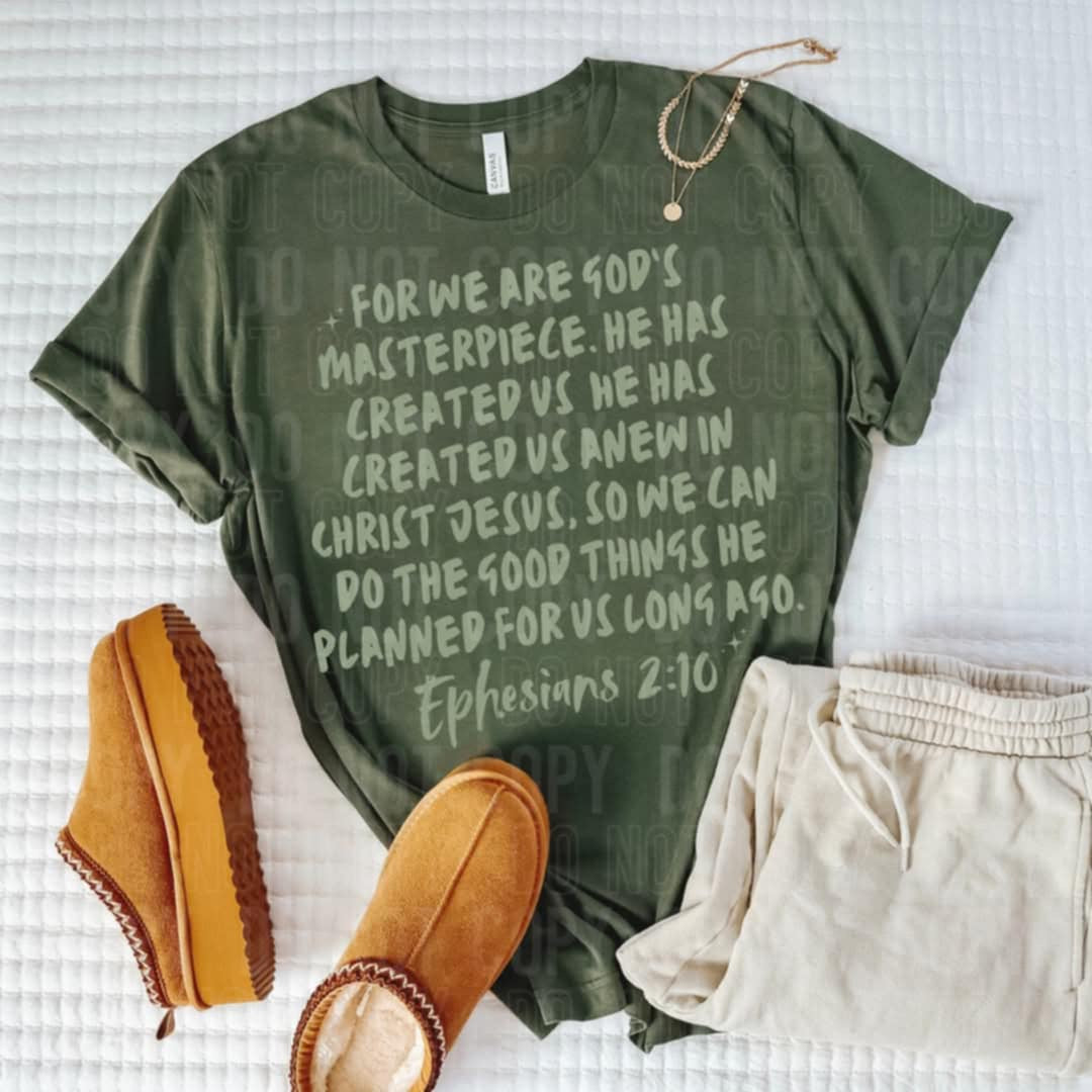 For we are god’s masterpiece quote GREEN 96442 DTF transfer