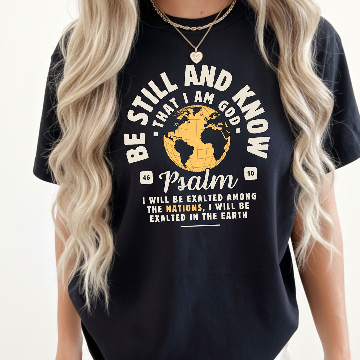 Be still and know globe (cream and yellow) DTF Transfer