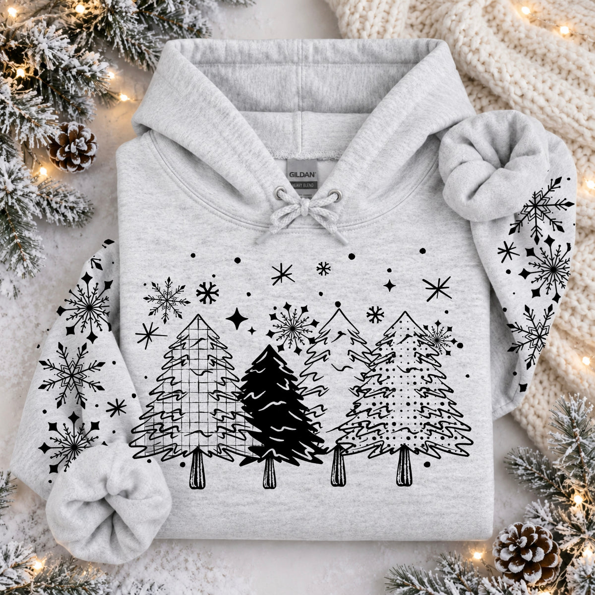 Patterned trees black (front only) (csc) DTF Transfer