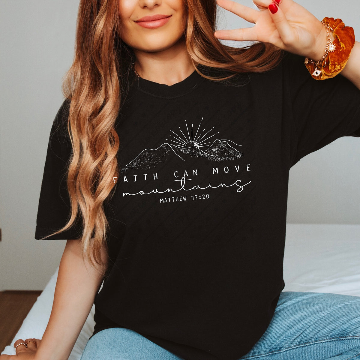 Faith can move mountains WHITE DTF Transfer