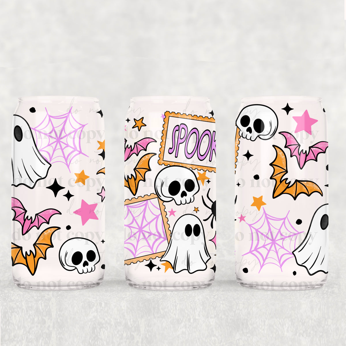 Spooky stamp with ghost and skull (CSC) UV DTF WRAP