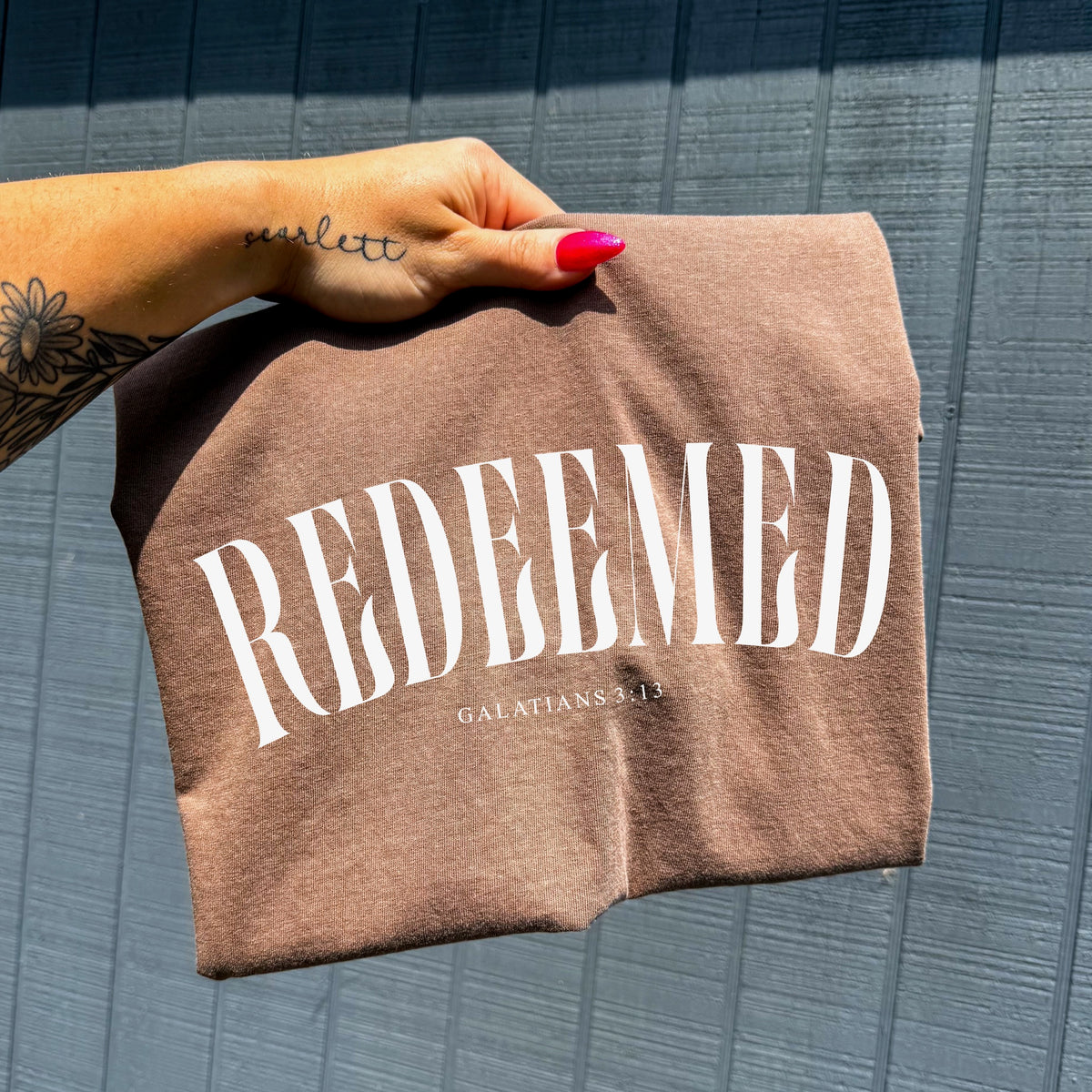 Redeemed arched WHITE DTF Transfer