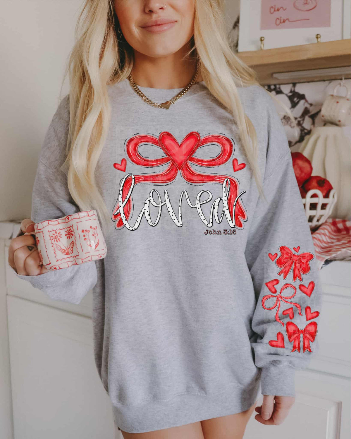 Loved Red bow (front only) (Phdc) DTF Transfer