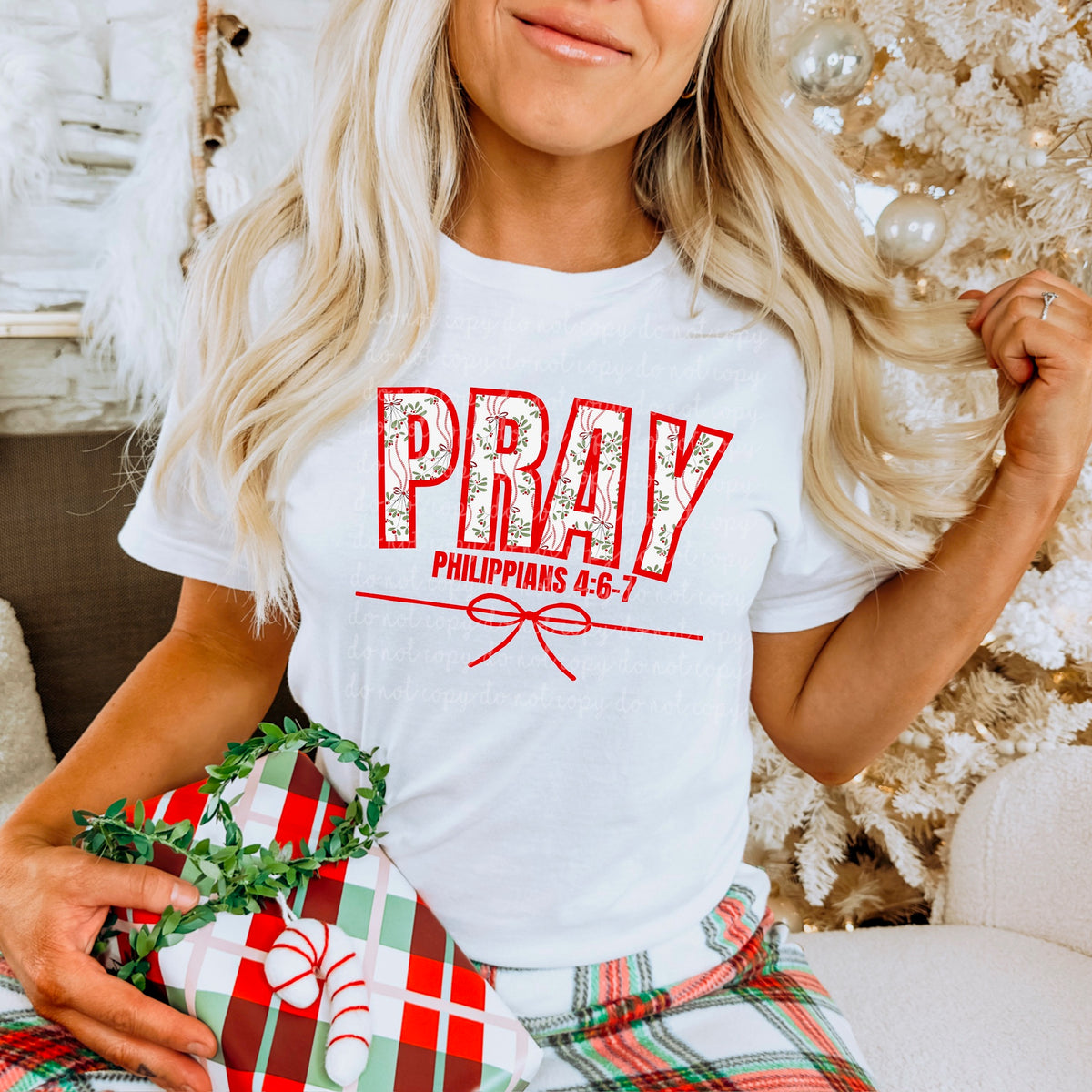 Pray Red Bow (MZ) DTF Transfer