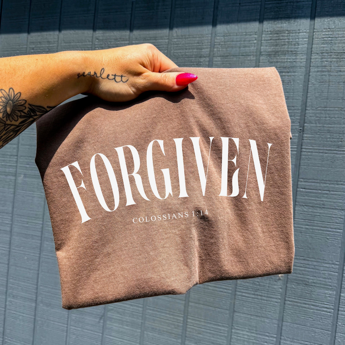 Forgiven arched WHITE DTF Transfer