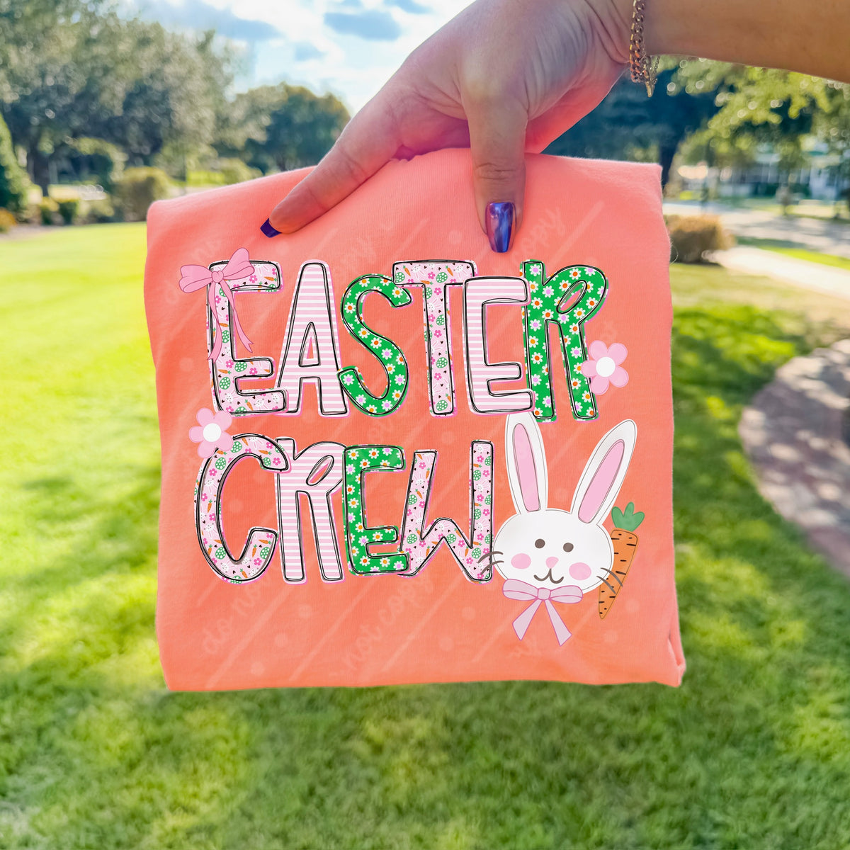 Easter crew (pink and green) with bunny (MZ) DTF Transfer