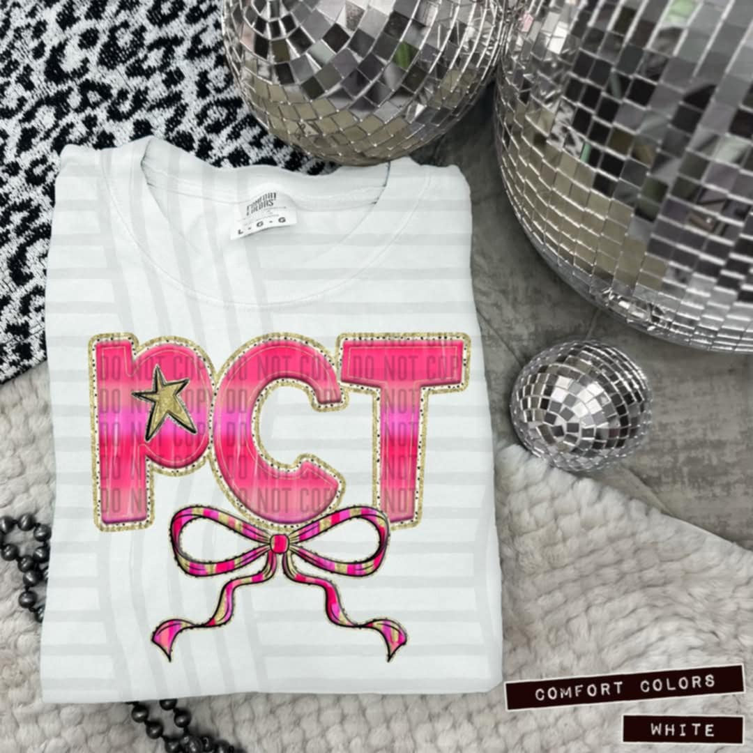 PCT pink with bow (Caplinger) 100623 DTF transfer