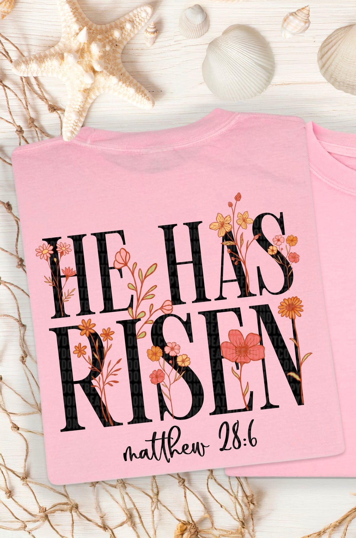 He had risen black font with florals 97646 DTF transfer