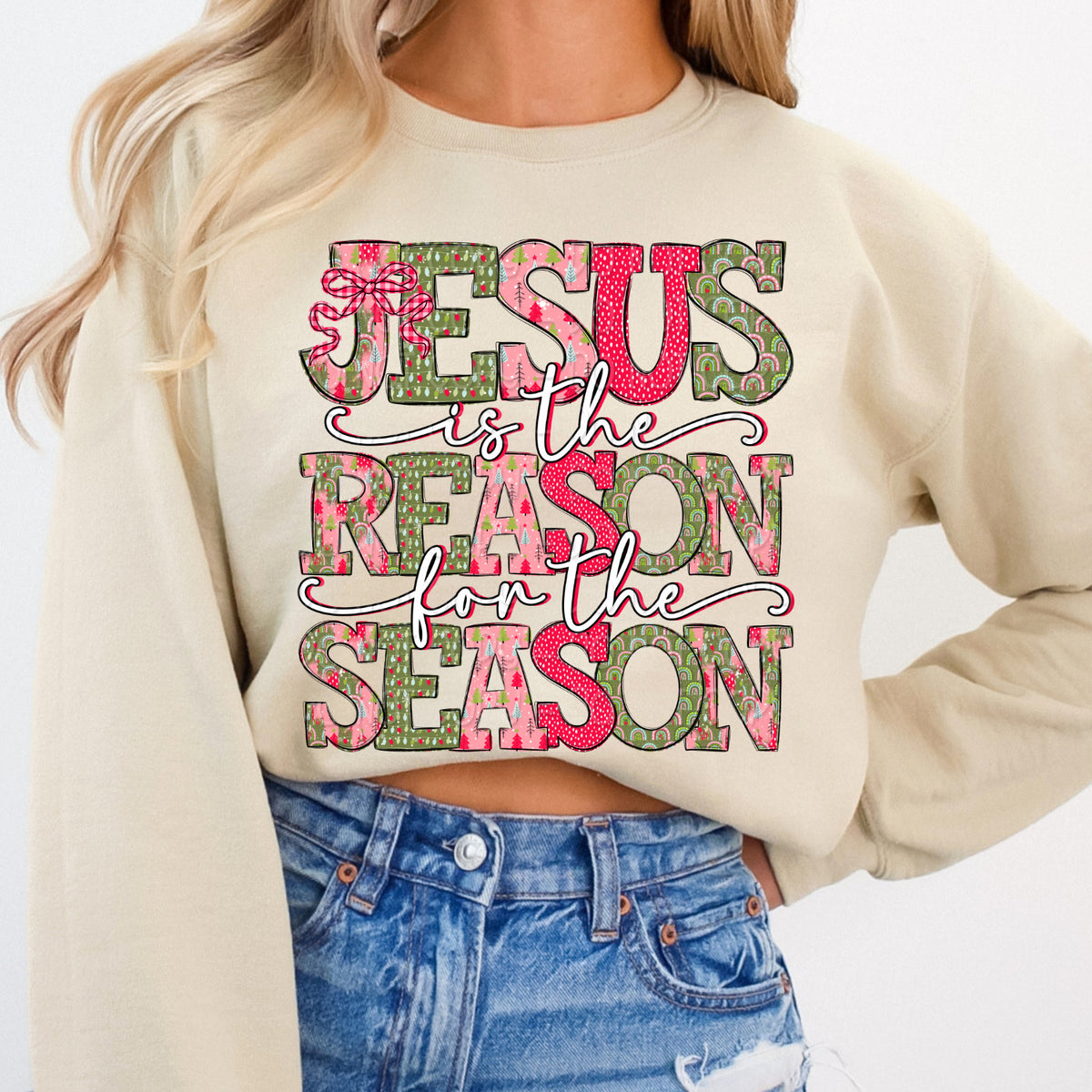 Jesus is the reason for the season stacked 117496 DTF Transfer