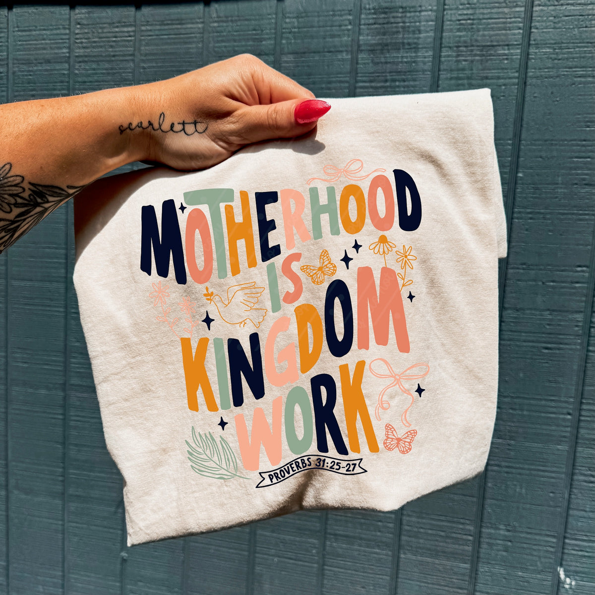 Motherhood is kingdom work multicolored DTF Transfer