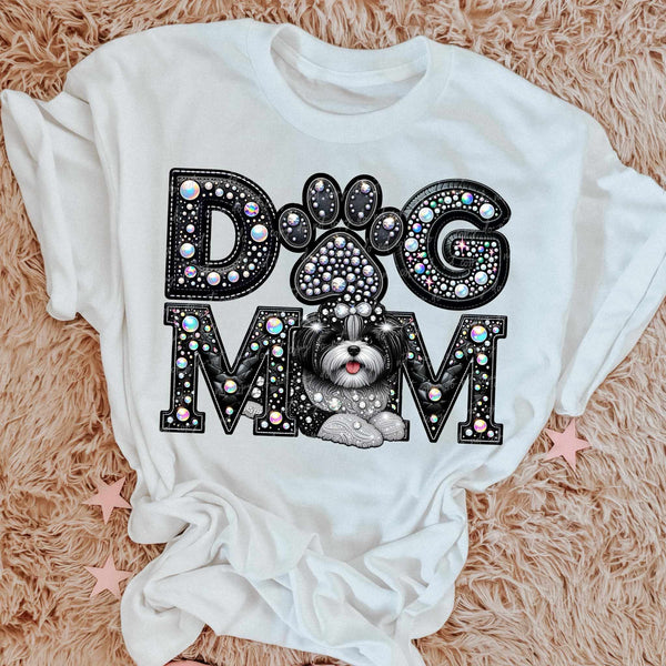 Shih Tzu face Dog mom rhinestone 49097 DTF transfer