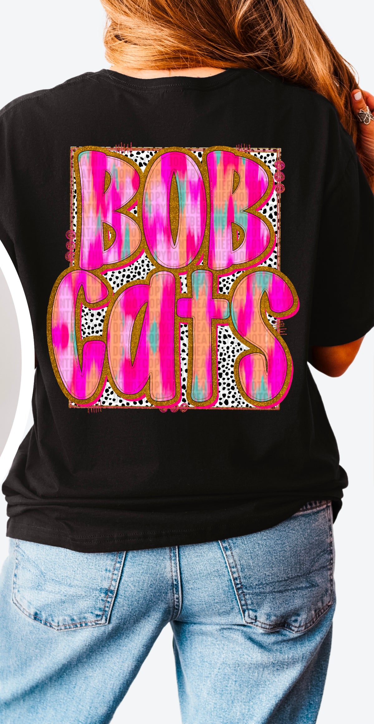 Bobcats pink brushstroke 90496 DTF transfer