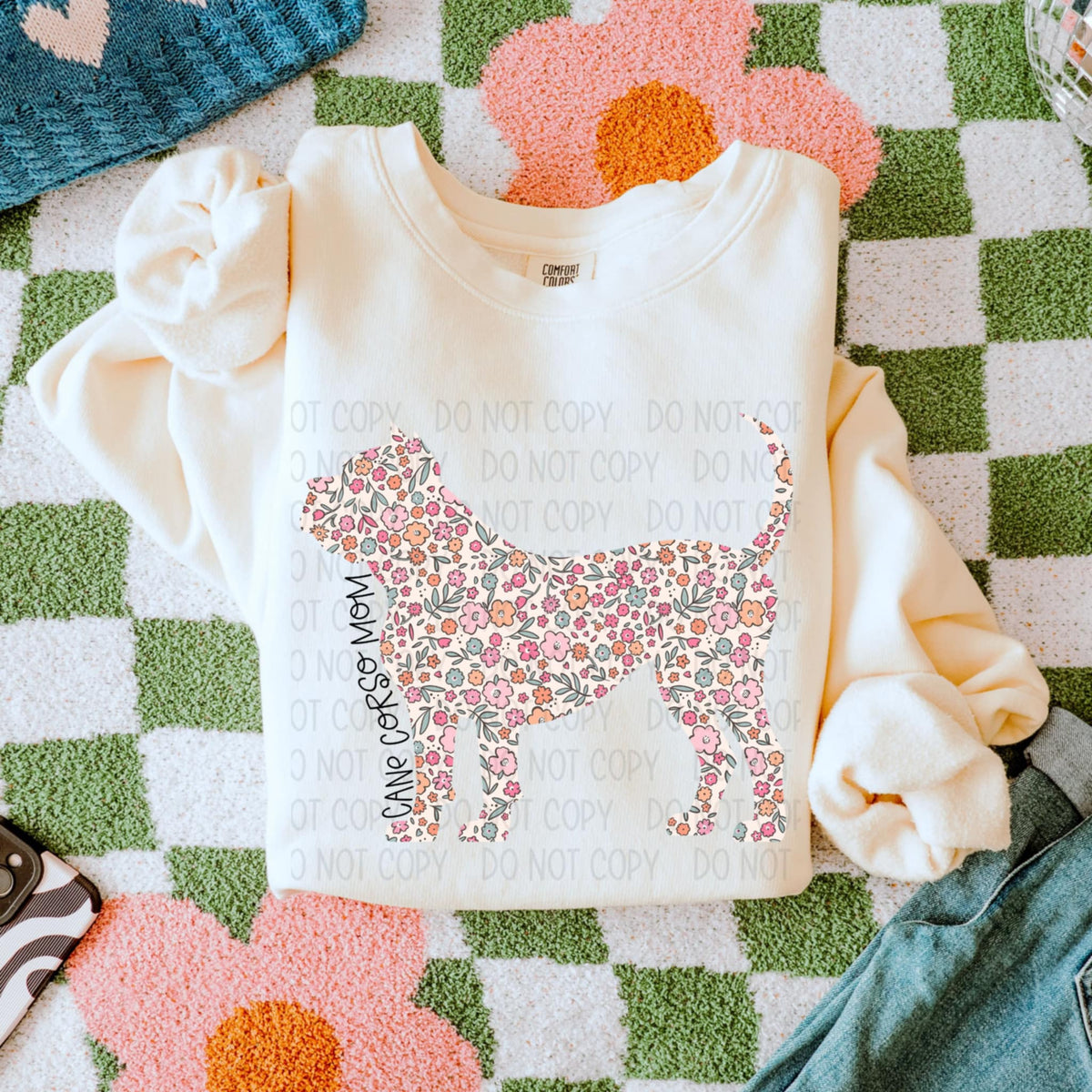 Cane corso mom floral puppy (SWD) 85325 DTF transfer