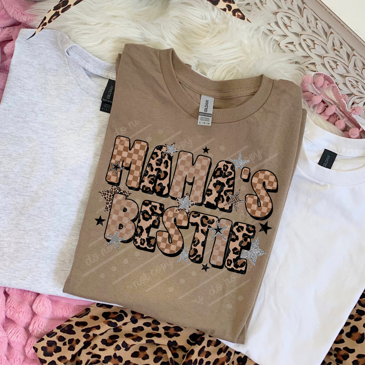 Mamas bestie leopard and stars (scarlow) DTF Transfer