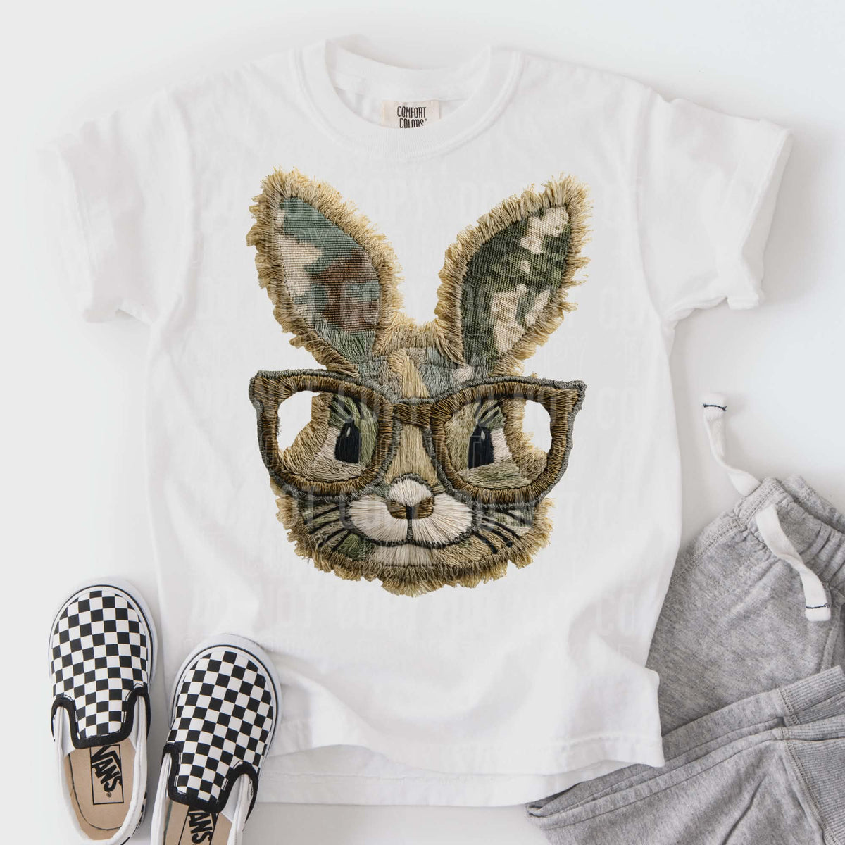 Camo Bunny with Frayed Edges Sunday Special DTF transfer