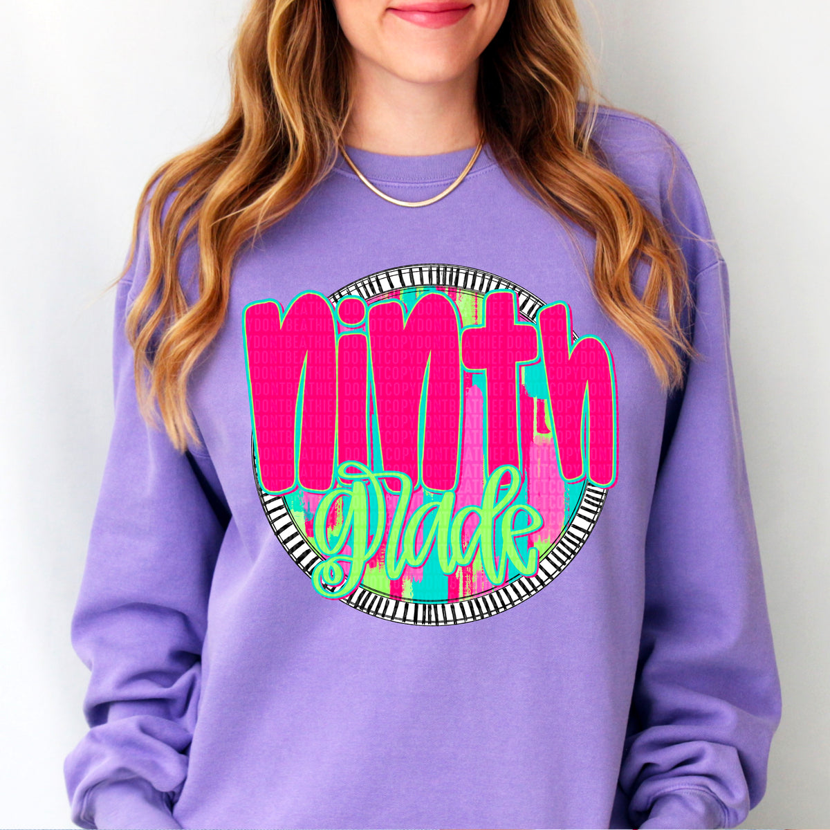Ninth grade pink font circle 106206 DTF transfer