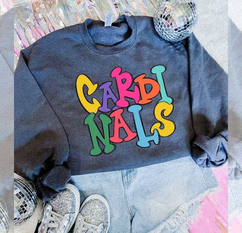 Cardinals colorful bubble font (S&G) 64479 DTF transfer