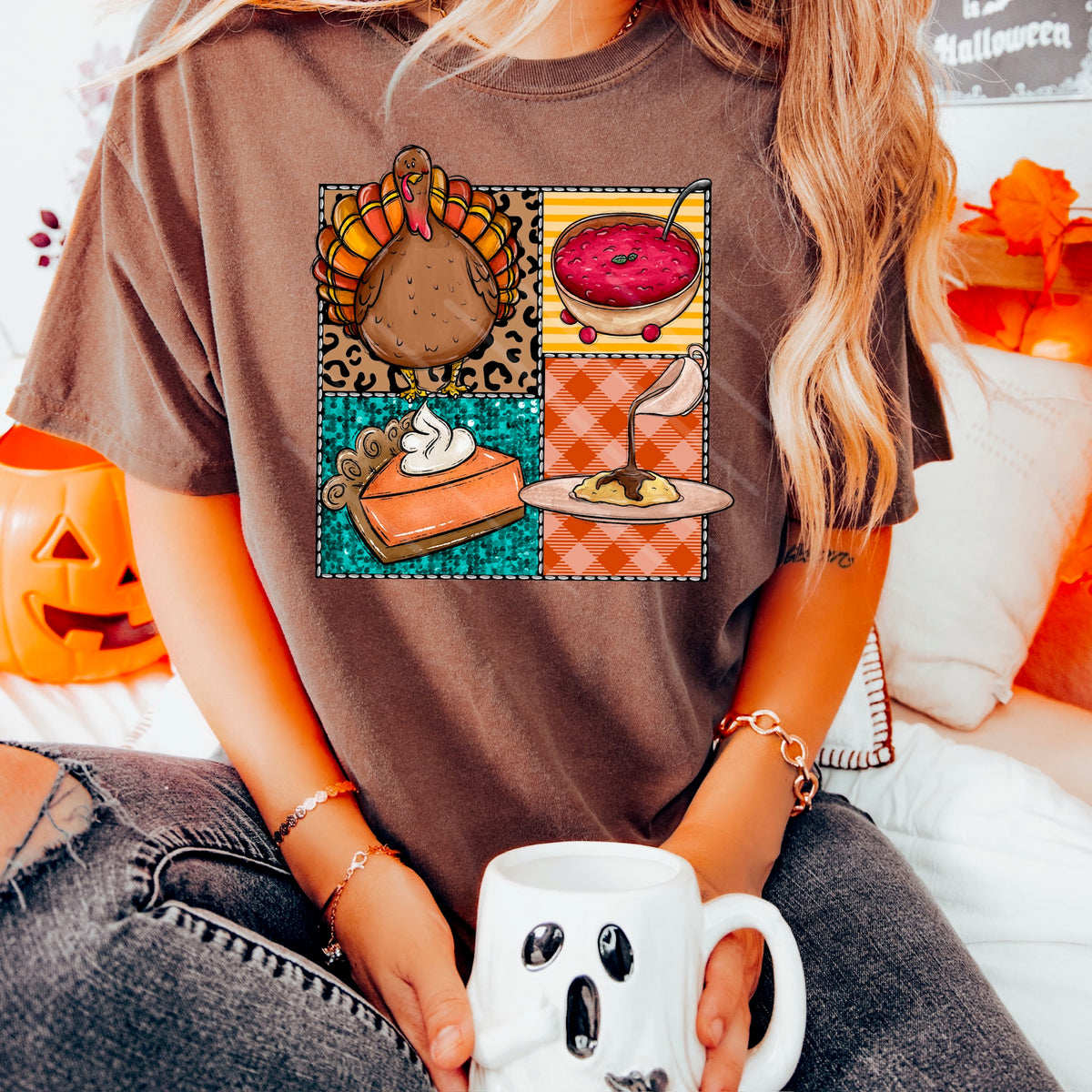 Turkey Pie Cranberries squares 111821 DTF transfer