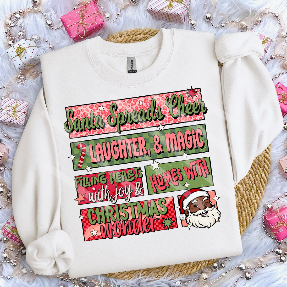 Santa Spreads Cheer darker skin tone Santa (scarlow) 114338 DTF transfer