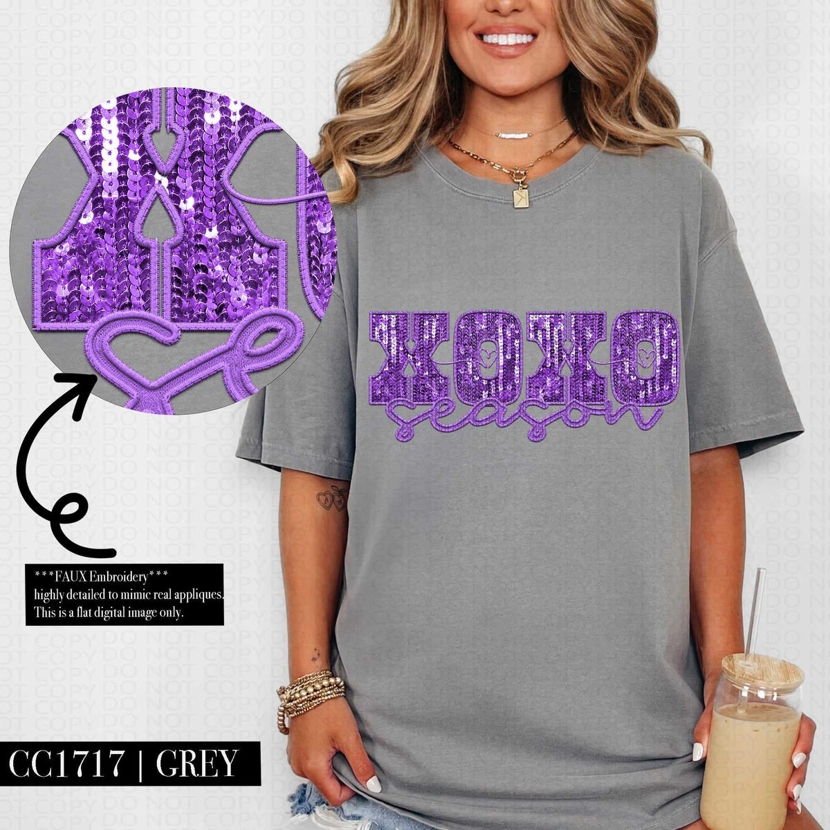 Xoxo season purple sequin (HW) 73530 DTF transfer