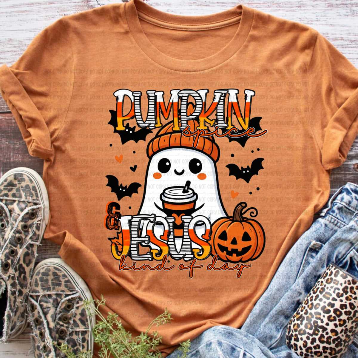 Pumpkin Spice and Jesus ghost coffee revel 113200 DTF transfer