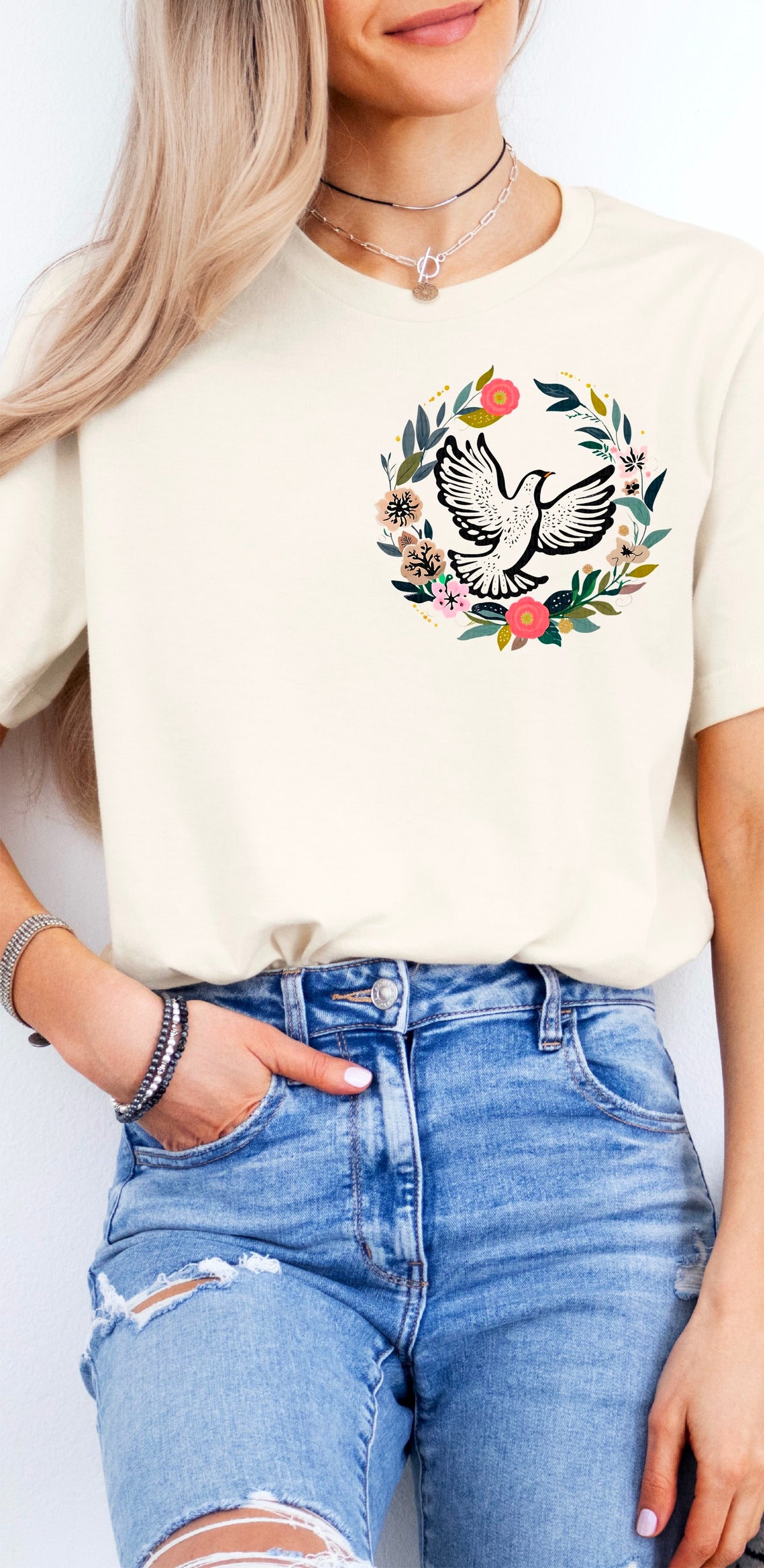 Dove floral circle 95074 DTF transfer