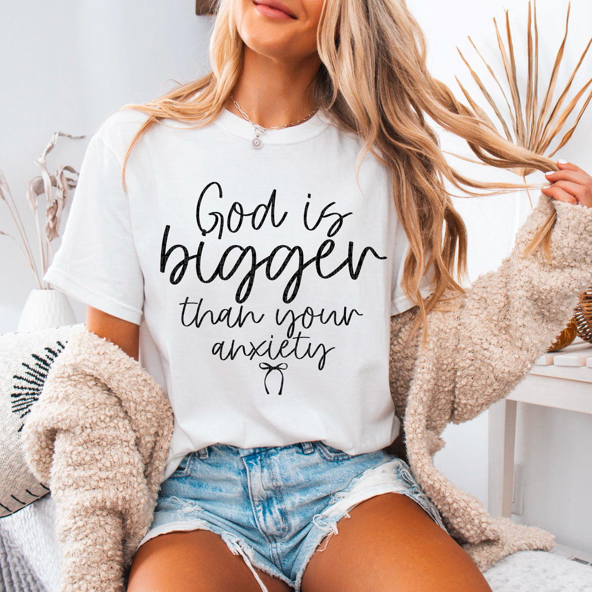 God is bigger than your anxiety black font 93588 DTF transfer