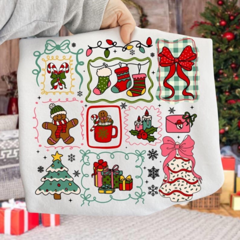 Christmas Frames with tree cake lights and gingerbread 113180 DTF transfer