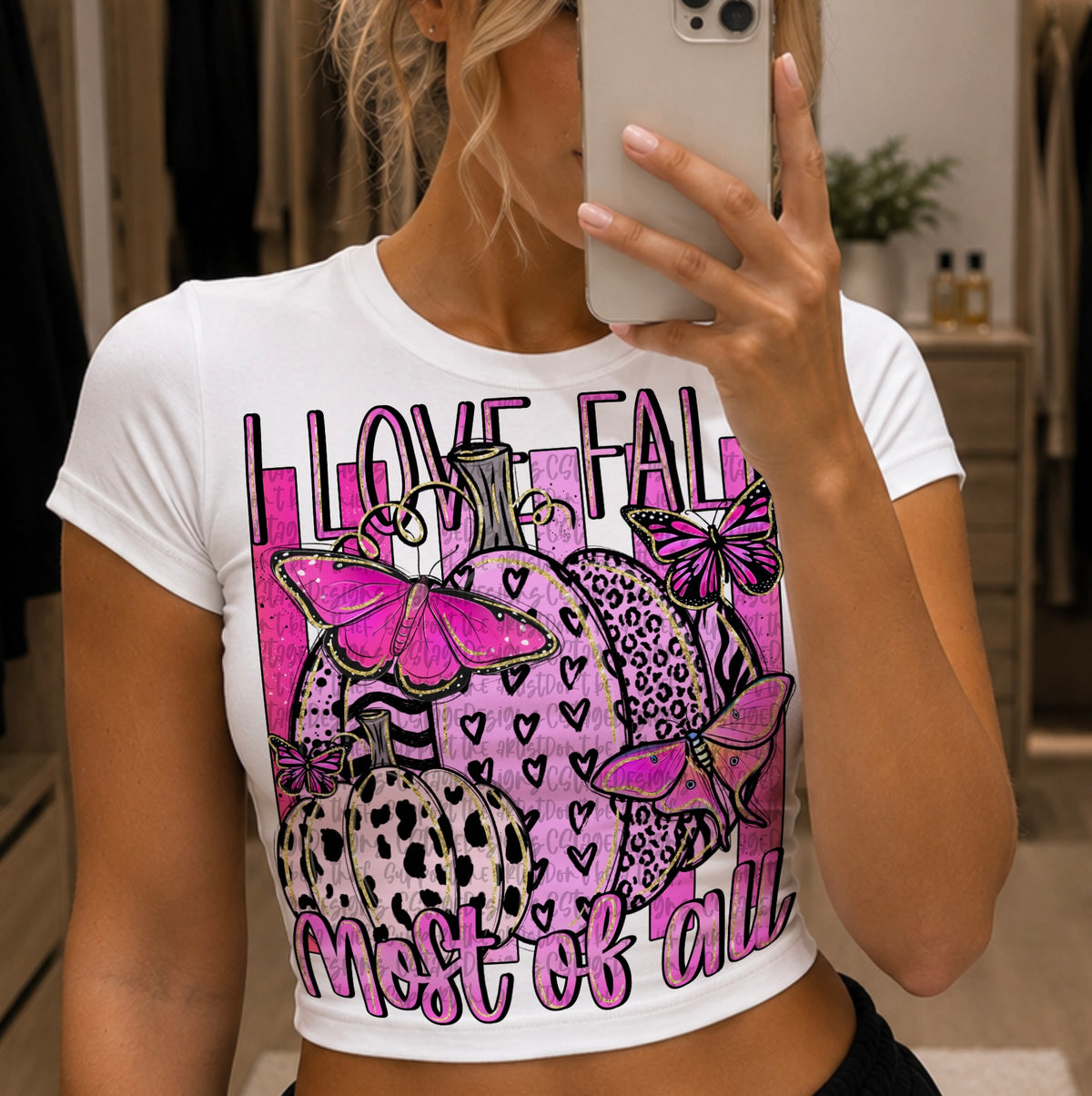 I love fall most of all pink (Cstage) DTF Transfer