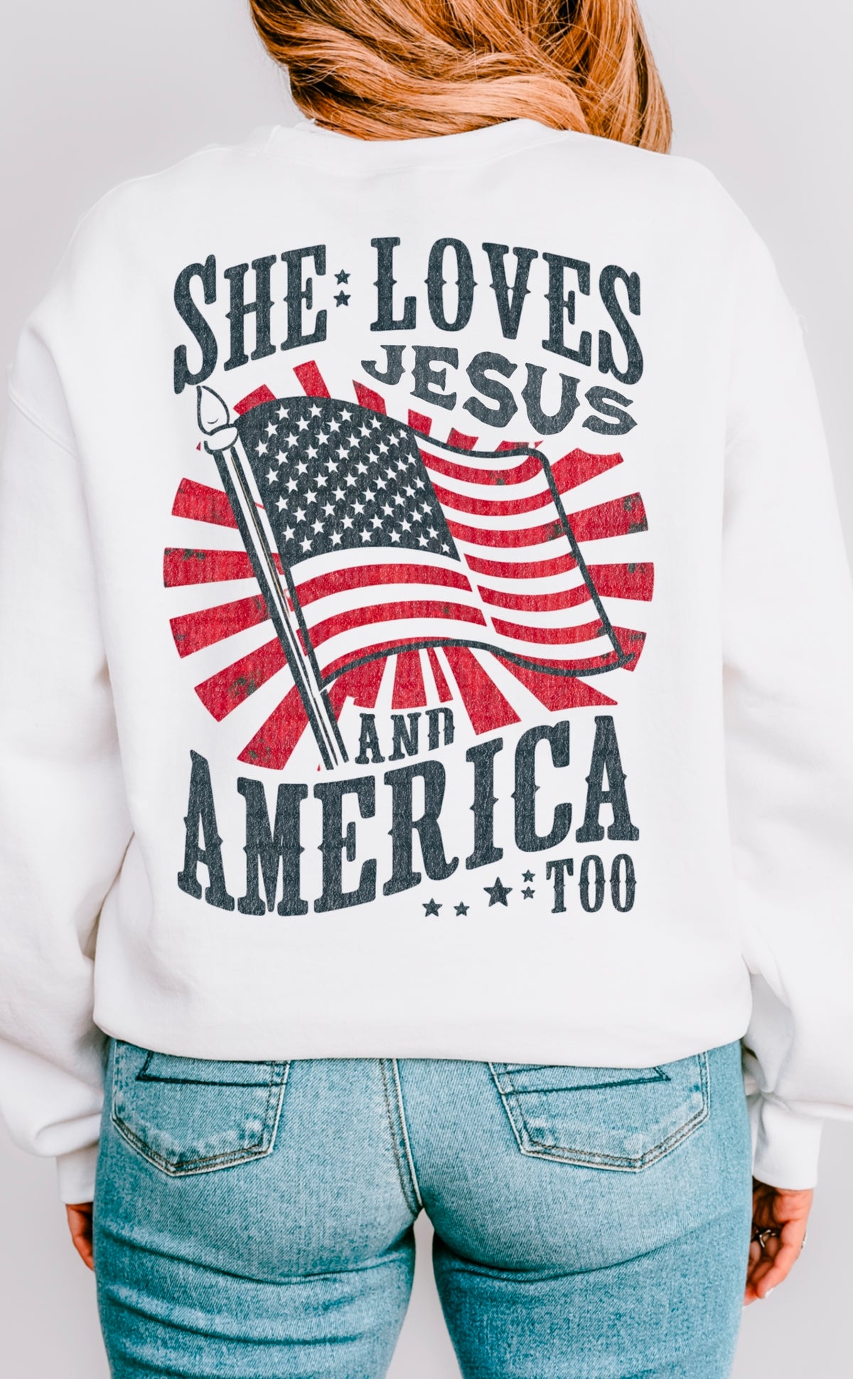 She loves Jesus and America too flag 95544 DTF transfer