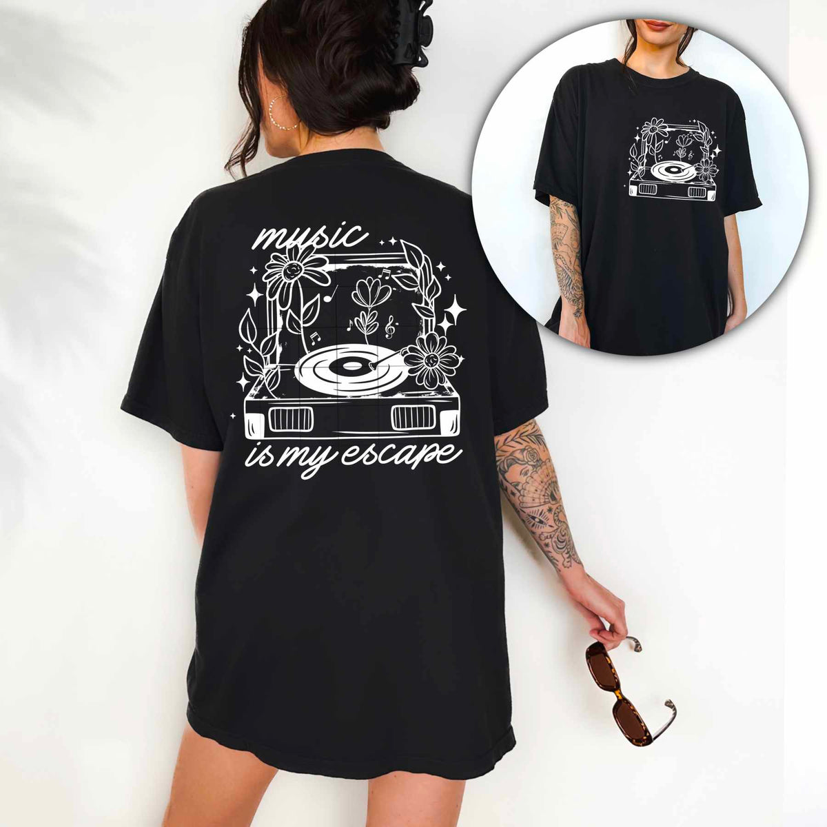 Music is my escape WHITE BACK (CSC) 84280 DTF transfer