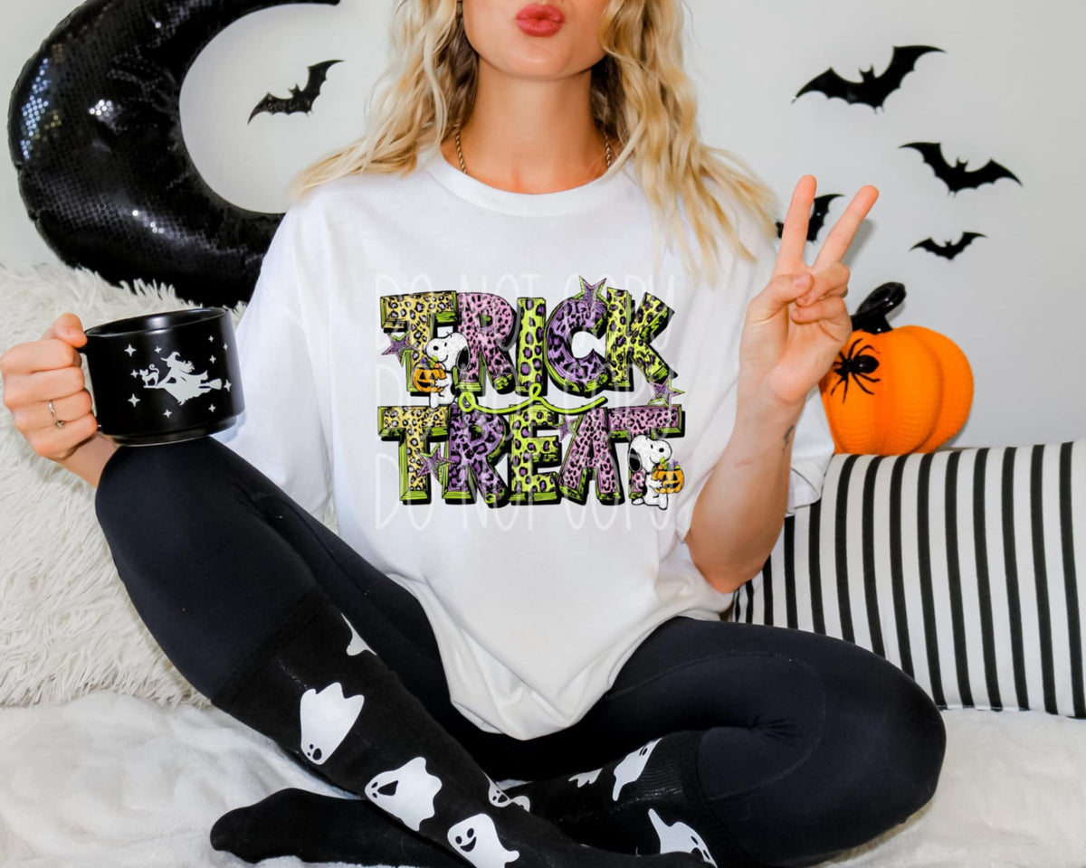 Trick or treat green and purple 107983 DTF transfer