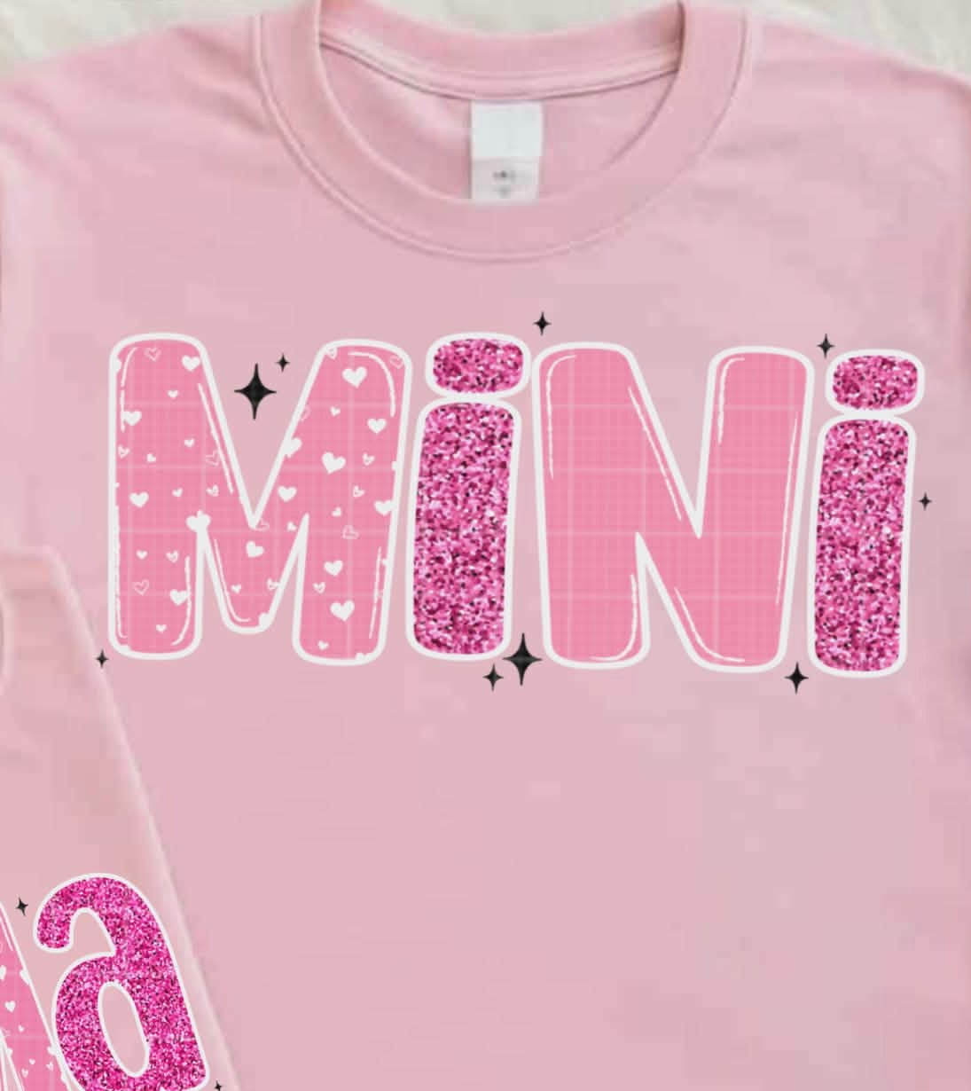 Mini pink and glitter (LINDA) DTF transfer