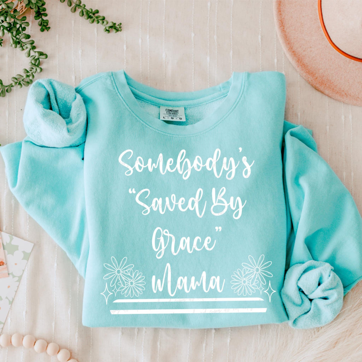 Somebody’s “saved by grace” mama WHITE (VIRGO) 90689 DTF transfer