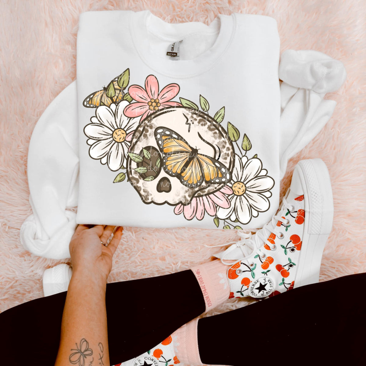 Skull with florals (MMD) 96465 DTF transfer