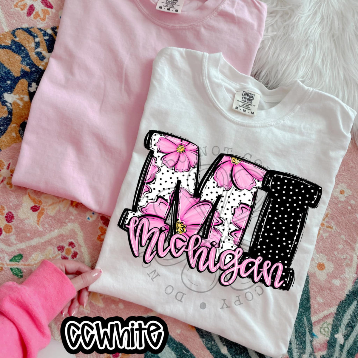 MI michigan pink flowers (SWD) 94498 DTF transfer