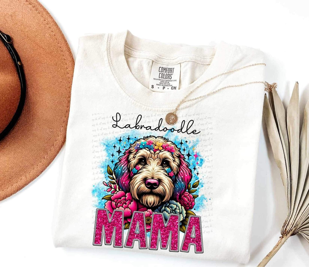 White Labradoodle Mama DTF transfer 13930
